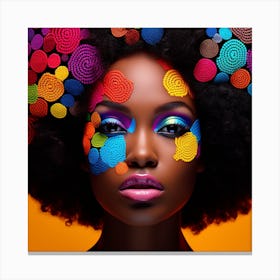 Beautiful African Woman With Colorful Makeup Canvas Print