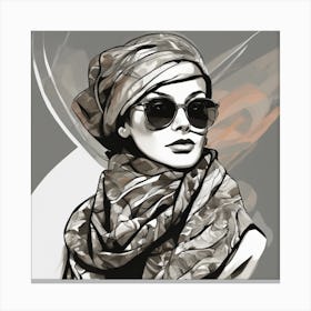 Fashion Girl In Scarf Canvas Print