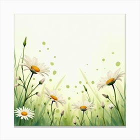 A Serene Watercolor Scene Of Daisies In A Meadow 1 Canvas Print