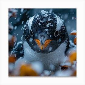 Penguin In The Snow 2 Canvas Print