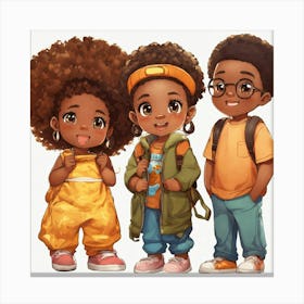 Group Of Four African American Kids (2) Canvas Print