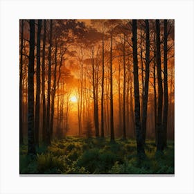 Abstract Depiction Of A Forest At Sunset 1 Canvas Print