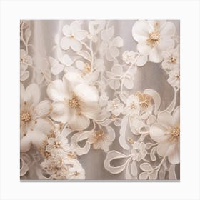 White Flowers On Lace 3 Canvas Print