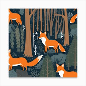 Foxes In The Forest Canvas Print