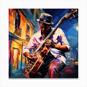 Jazz Musician Playing The Bass Canvas Print