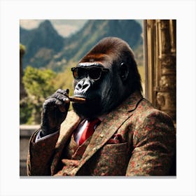 Smoking Gorilla Canvas Print