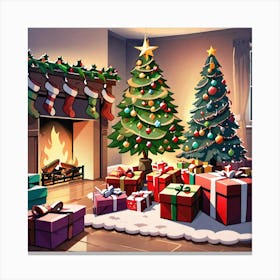 Christmas Tree In The Living Room 10 Canvas Print