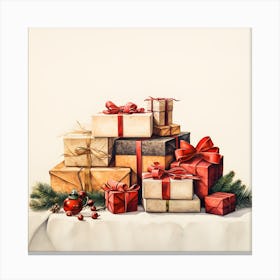 Elegant Christmas Giftbox Ilustration Series014 Canvas Print