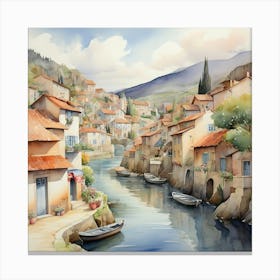 Village On The River Canvas Print