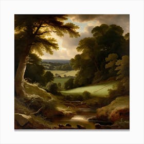 Landscape With Stream Canvas Print