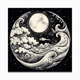 Moon And Waves 25 Canvas Print