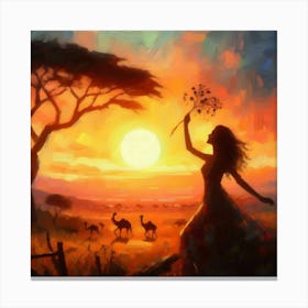 Sunset In The Savannah 1 Canvas Print