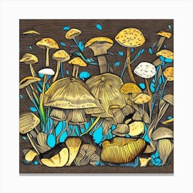 Mushrooms In The Forest Canvas Print