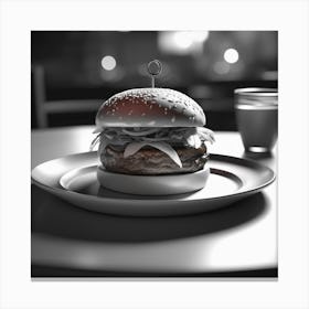 Burger On A Plate 35 Canvas Print