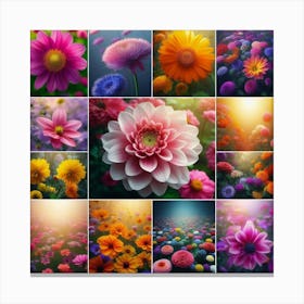 Collage Of Flowers Canvas Print