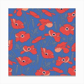 Red poppy on blue Canvas Print