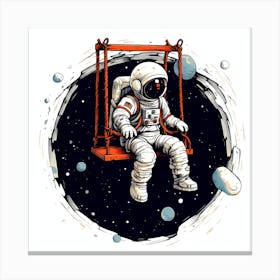 Astronaut On Swing 5 Canvas Print