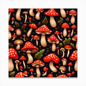 Seamless Pattern With Mushrooms 11 Canvas Print