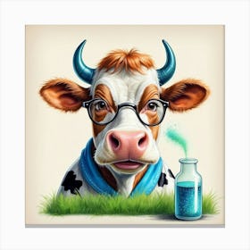 Cow With Glasses 5 Canvas Print