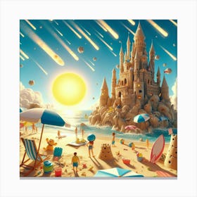 Asteroid Sand Castle Beach Canvas Print