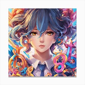 Girl With Colorful Hair Canvas Print