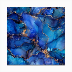 Abstract Blue And Gold Abstract Painting Canvas Print