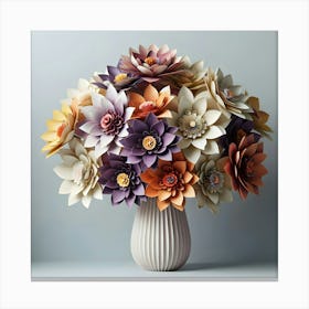 Paper Flowers In A Vase Canvas Print