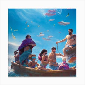 syrian refugees swimming in the sea to reach the coast Canvas Print