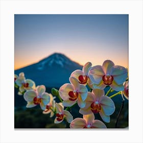 Orchids In Front Of Mt Fuji Canvas Print