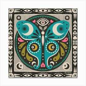 Luna Moth Folk Art Canvas Print