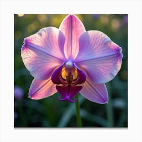 A Radiant Orchid With Petals Of Shifting, Celestial Colors Blooming In A Dreamlike Garden Canvas Print