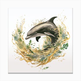 Dolphin In Water Canvas Print