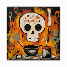 Skull In A Pot Canvas Print