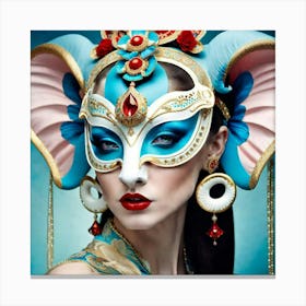 Chinese Woman With Elephant Mask Canvas Print