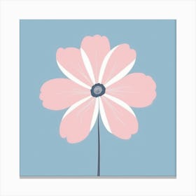 A White And Pink Flower In Minimalist Style Square Composition 517 Canvas Print