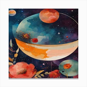 Flowers In Space Canvas Print