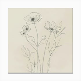 Line Drawing Of Flowers 5 Canvas Print