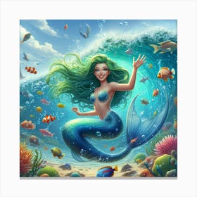Mermaid Wave Canvas Print