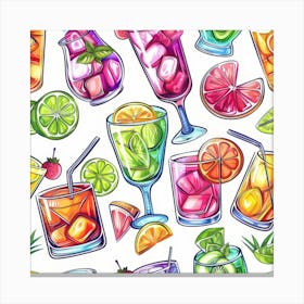 Seamless Pattern With Drinks 1 Canvas Print