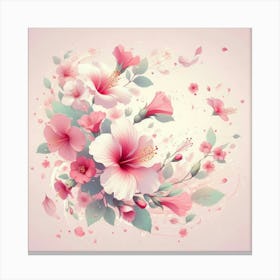 Pink Hibiscus Flowers Canvas Print