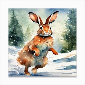 Rabbit In The Snow 1 Canvas Print