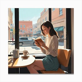 Girl Reading Book Art Print Canvas Print