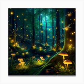 Fireflies In The Forest Canvas Print