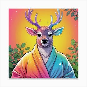 Deer In Robe 2 Canvas Print