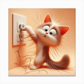 Cat With A Plug Canvas Print