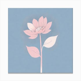 A White And Pink Flower In Minimalist Style Square Composition 36 Canvas Print