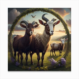 Goats in a Pasture Canvas Print