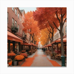 Autumn In Boston City art print Canvas Print