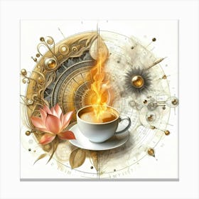 Hot Coffee Cup In Forms Creative Light Color Metamorphosis Illustration Canvas Print