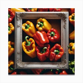 Frame Created From Bell Pepper On Edges And Nothing In Middle Haze Ultra Detailed Film Photograph Canvas Print